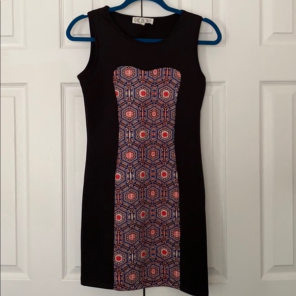 Black and Pink Patterned Dress - Picture 1 of 2